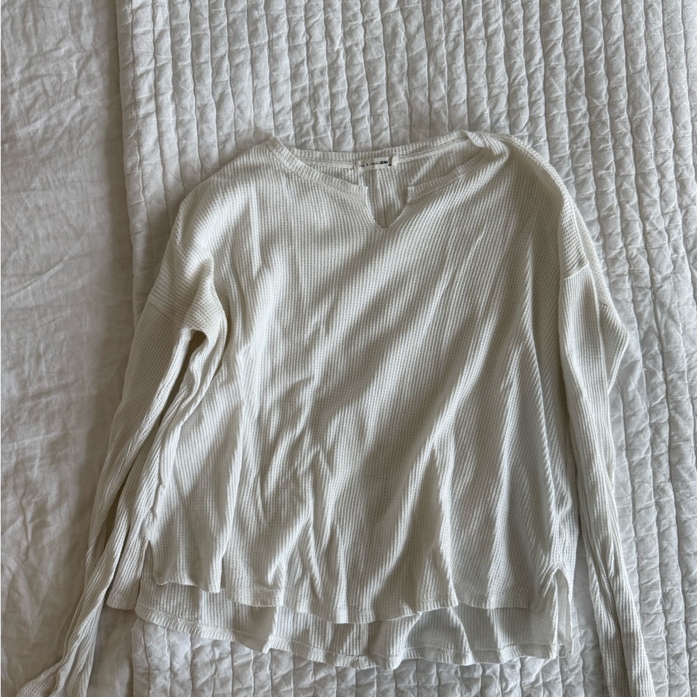 White Waffle Longsleeve Top